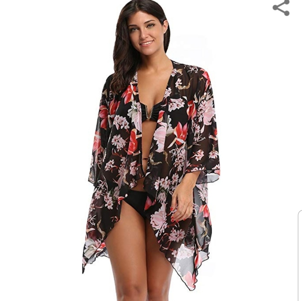 Floral Chiffon Kimono Cardigan Cover up